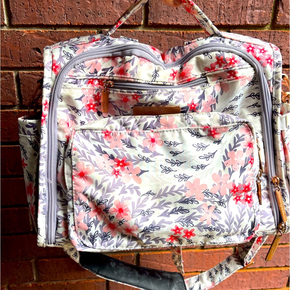 JuJuBe BFF diaper bag toddler bag straps included backpack straps Sakura Swirl